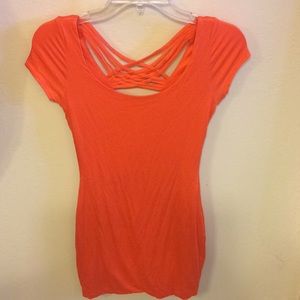 Bright orange mini dress with strappy back women’s size small